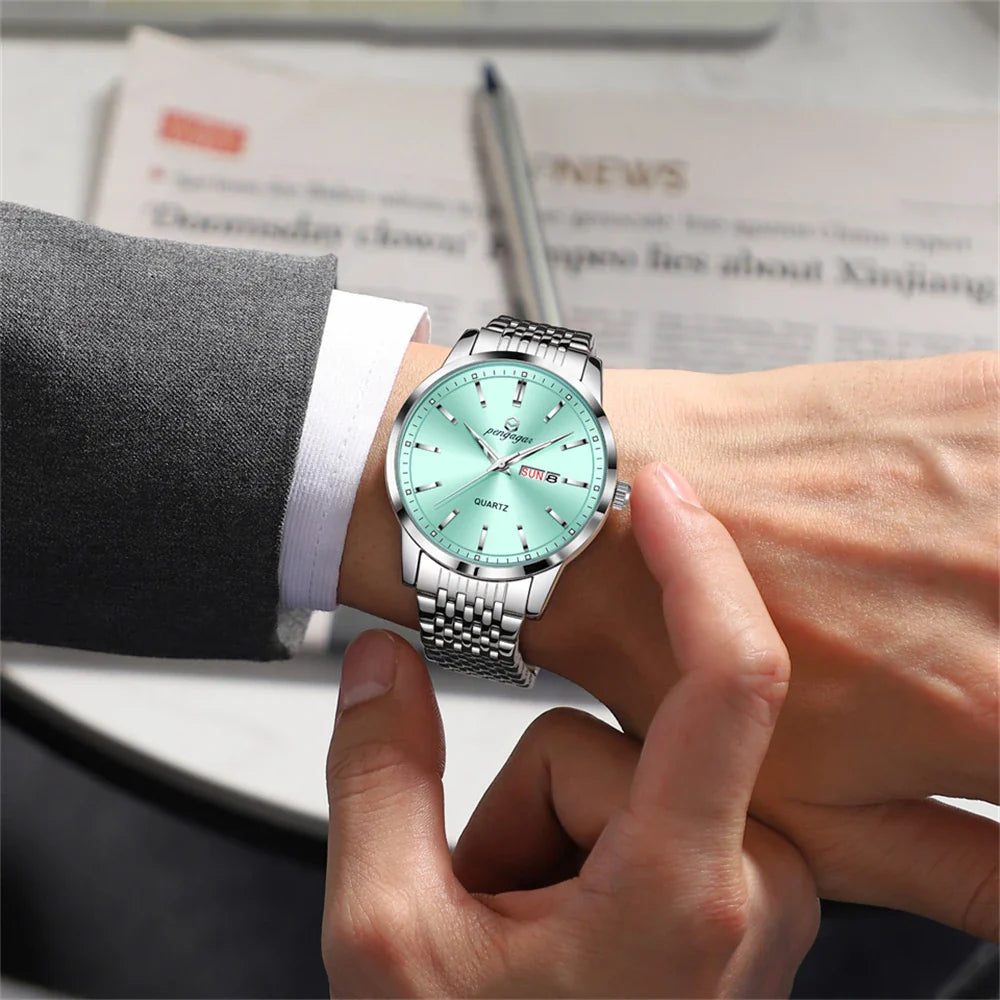 2025 New Top Brand Luxury Man Wristwatch Waterproof Luminous Date Men Watches Stainless Steel Quartz 43mm Men's Watch Male reloj