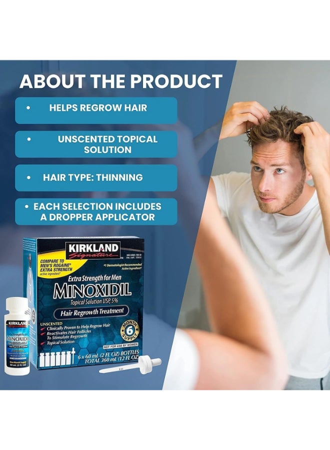 Kirkland Minoxidil 5% Extra Strength Hair Regrowth Treatment for Men 60ml Fast Results