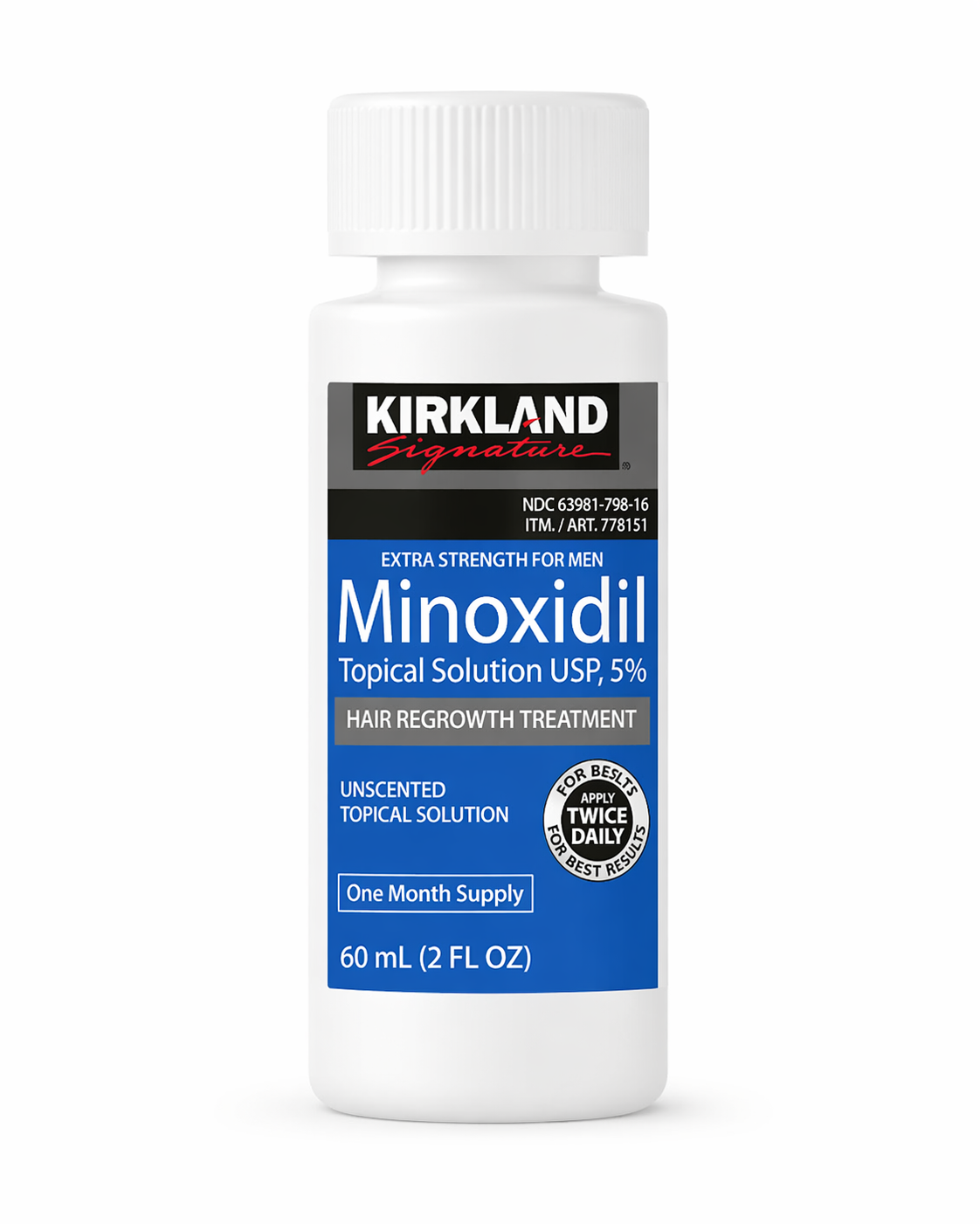 Kirkland Minoxidil 5% Extra Strength Hair Regrowth Treatment for Men 60ml Fast Results