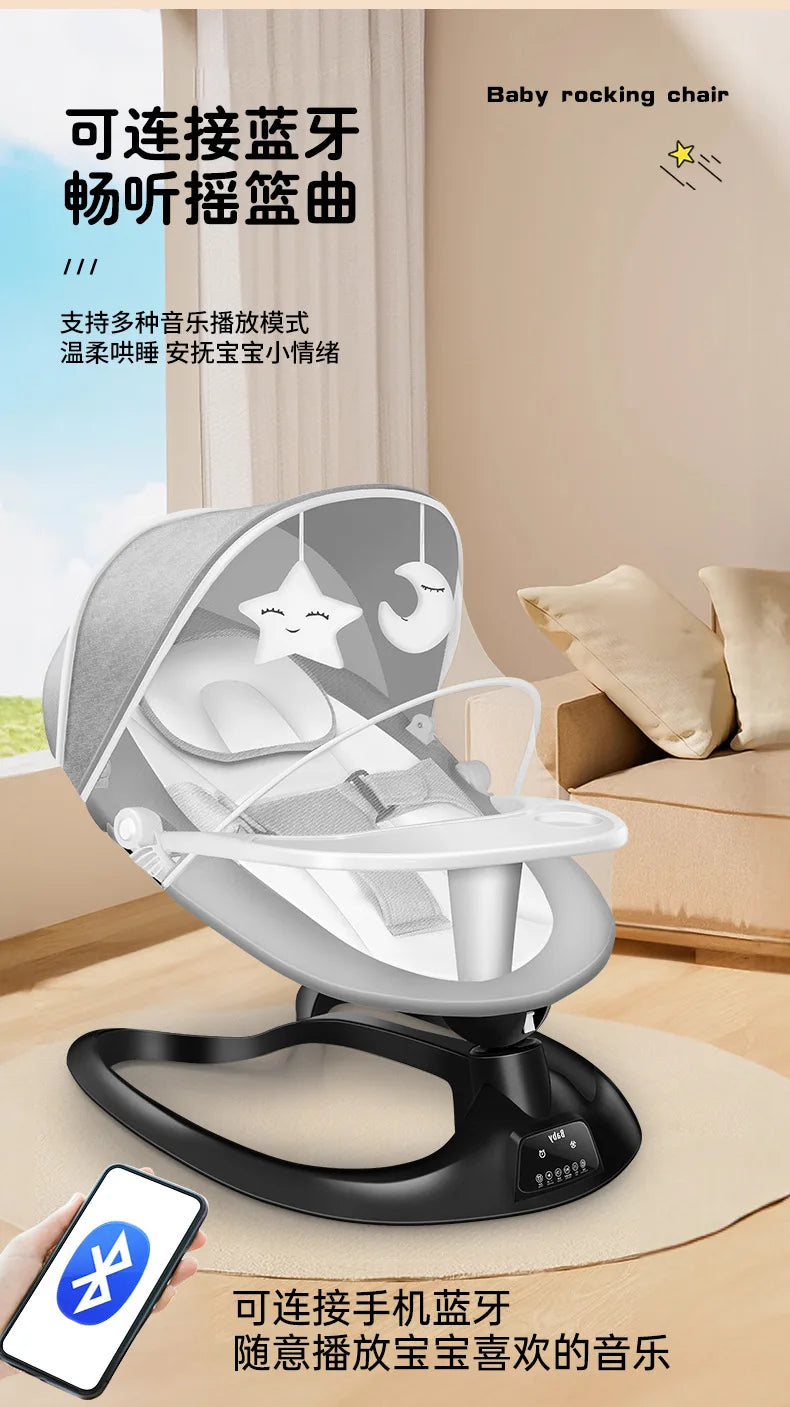 Baby Rocking Chair Electric Rocking Chair Baby Coaxing Artifact Multifunctional Baby Soothing Chair Newborn Sleeping Cradle Bed